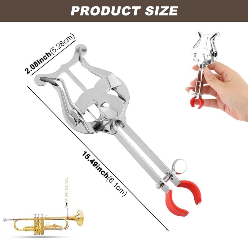 HONUTIGE Clarinet Lyre, Trombone Lyre Clip Metal Plating Clamp-On Music Clip Trumpet Trombone Sheet Music Clip General Musical Instruments Accessories for Beginners and Professionals 6.1 x 2.08 inch - Image 2